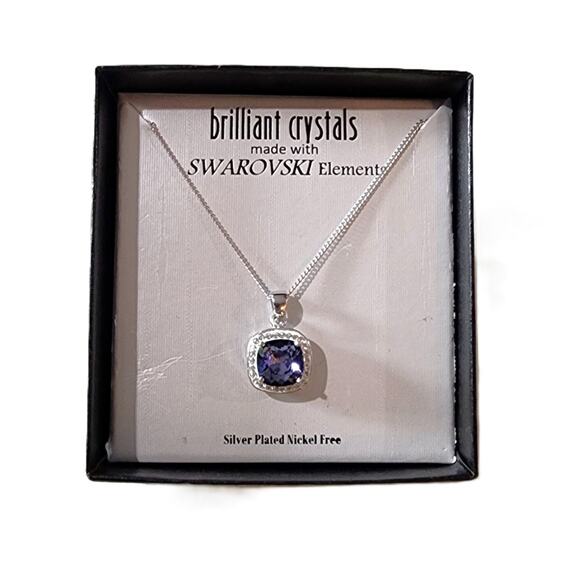Brilliant Crystals Silver Plated Swarovski Elements Pendant Necklace - Picture 2 of 12